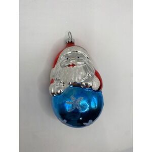 Vintage‎ Santa Claus Christmas Ornament West Germany blown-glass red blue white